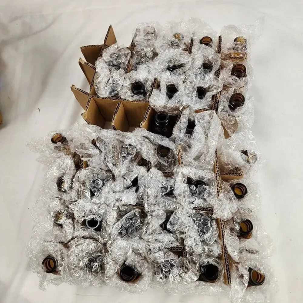 39-Count, Boston Round Glass Bottles, Amber, 40 mL, NO TOPS